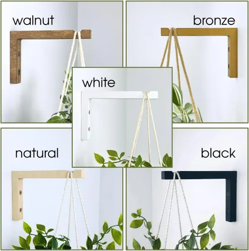 Vista 2 de EvenWood Juego de 2 ganchos para plantas de pared de 6 pulgadas, gancho de madera montado en forma de L, soporte para interiores y exteriores