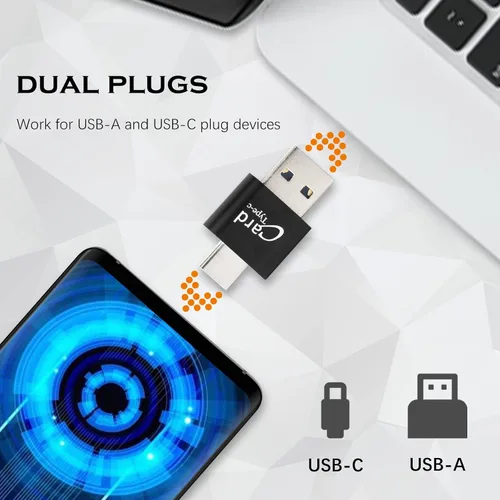 Vista 3 de [Paquete de 2] Lector de tarjetas micro SD para teléfono Android, adaptador de tarjeta micro SD a USB, lector de tarjetas mini USB C para cámara
