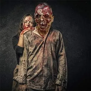 Vista 7 de Molezu - Máscara de látex de zombie o muerto viviente para adulto, disfraz tenebroso y sangriento para halloween, cosplay, fiesta de disfraces (D)