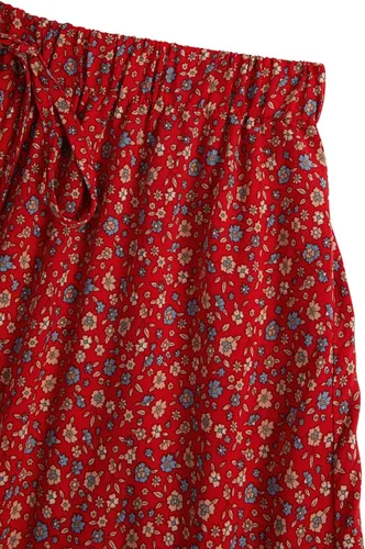 Vista 26 de Milumia Women Boho Vintage Floral Print Long Skirt Summer Tiered Maxi Skirt