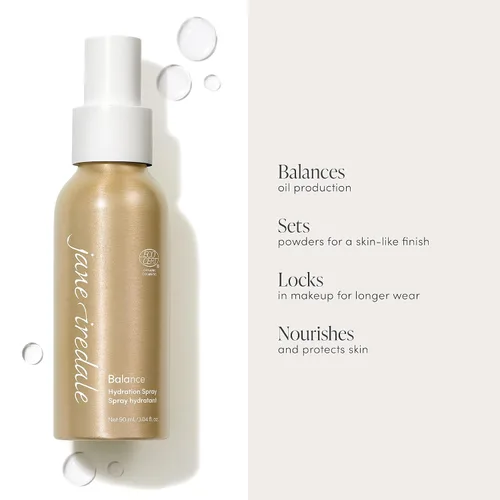 Vista 2 de jane iredale Spray de hidratación equilibrante, niebla facial natural que bloquea la humedad tonifica la piel y establece el maquillaje para un