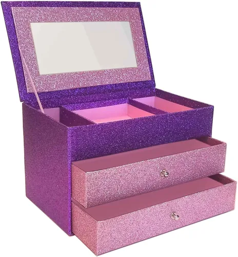 Vista 3 de Sparkle Glamour Joyero Organizador (morado con cajones rosados)