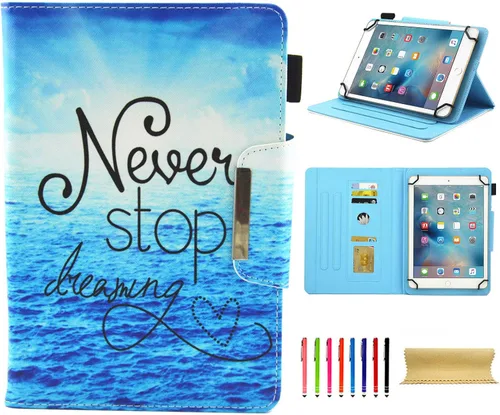 Vista 40 de Funda universal para tablet de 7 pulgadas, piel sintética [ranuras para tarjetas], cubierta magnética, para Samsung Galaxy Tab E/Tab A 7.0, Fire 7