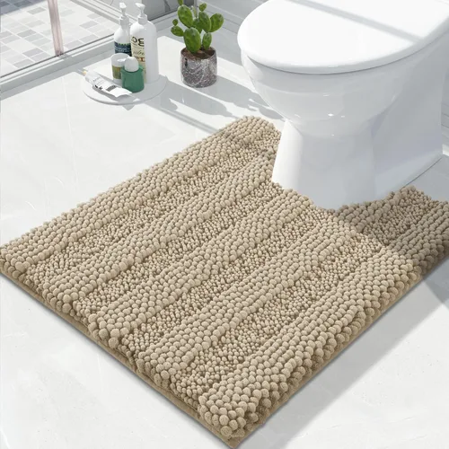 Vista 26 de Yimobra Tapetes de baño lavables, de chenilla súper suave y absorbente, para suelo y alfombra, de secado rápido, antideslizante, para bañera y Beige