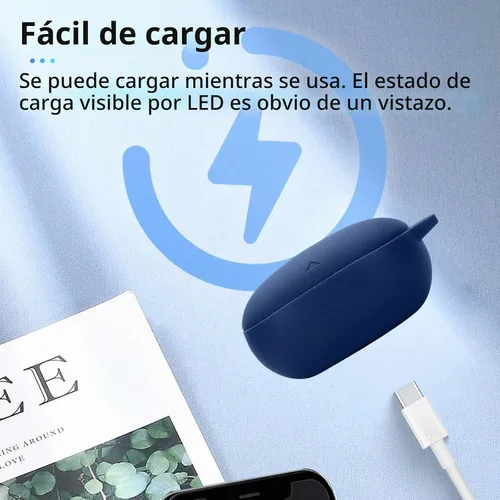 Vista 5 de NOUKAJU - Funda protectora para auriculares Anker Soundcore Liberty 5 (con mosquetón + cordón + bolígrafo de limpieza) a prueba de caídas, a prueba