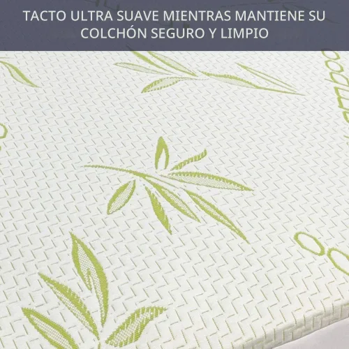 Vista 9 de Protector de colchón de bambú refrescante con cremallera - Funda de colchón 100% impermeable tamaño individual - Cubiertas de colchón de tela