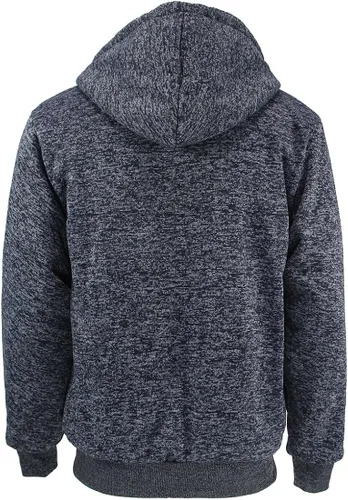 Vista 5 de Gary Com - Sudadera de vellón sherpa de alto gramaje con capucha para hombre, forro de grueso vellón, con cremallera completa, cálidas chaquetas
