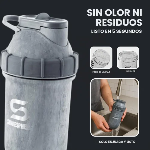 Vista 5 de SHAKESPHERE Botella agitadora de acero inoxidable - Botella agitadora de proteína aislada de 24 oz para bebidas frías y calientes - Ideal