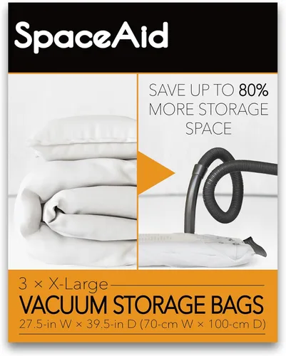 Vista 11 de Bolsas de almacenamiento al vacío SpaceAid, bolsas compresoras selladoras de ahorro de espacio para edredones, cobijas, almohadas, ropa de cama