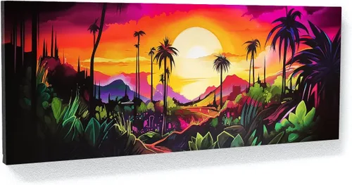 Vista 16 de Sense Canvas Arte en lienzo de la ciudad de Los Ángeles 1, decoración del hogar, póster impreso, pintura pequeña de 20 x 8 / 0.75 pulgadas