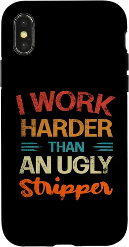 Vista 5 de Funda vintage divertida para iPhone 12 mini I Work Harder than an Ugly Stripper Sarcastic