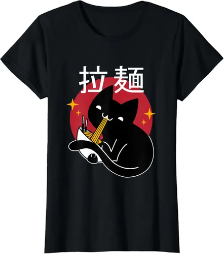 Vista 38 de Camiseta japonesa Ramen Noodle Cat, Negro