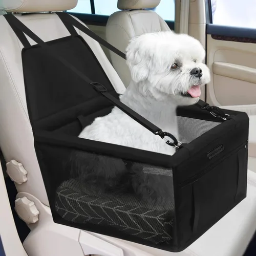 Vista 8 de Asiento de coche para perro, asiento elevador plegable para perro, impermeable, transpirable, bolsa de viaje Oxford para perros pequeños a medianos