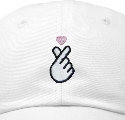 Vista 2 de Kpop coreano Love Snap Finger Hand Heart Hat Son Hatu Gorra de béisbol bordada para mujer