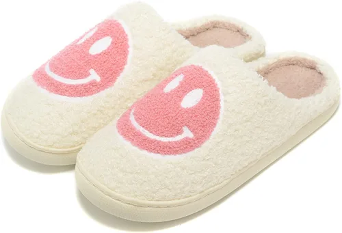 Vista 4 de Pantuflas retro peludas para mujeres y hombres, retro, suaves, esponjosas, cálidas, para el hogar, antideslizantes, estilo de pareja, informales