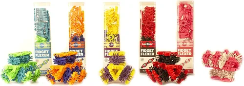Vista 7 de Lux Blox Juego de juguetes flexibles para ansiedad (30 piezas) con bloques de construcción flexibles y versátiles rojo/negro