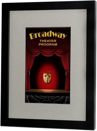 Vista 4 de Broadway Playbill Marco - Acabado negro satinado con alfombrilla blanca