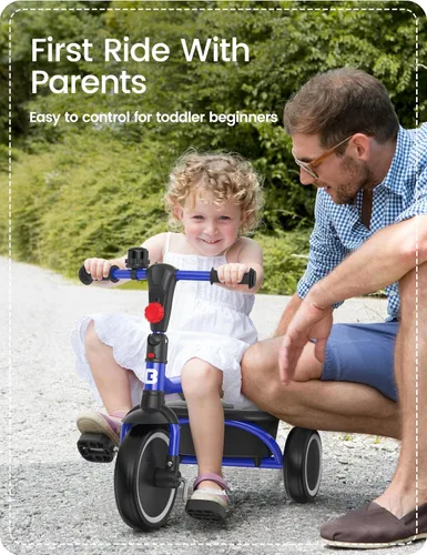 Vista 9 de besrey Triciclo para niños pequeños con campana, triciclo para niños de 18 meses a 5 años, triciclo para niños, bicicleta para niños de 1.5 a 5
