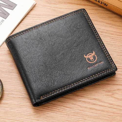 Vista 121 de LUKZIJAES Billetera de cuero genuino para hombre, con bloqueo RFID, delgada, plegable, bolsillo frontal, #3-Café, Vintage