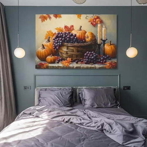 Vista 8 de Arte De Pared De Calabaza, Lienzo De Otoño, Cocina, Comedor, Decoración De Pared, Pintura De Hojas De Arce, Cosecha De Acción De Gracias Wall Art