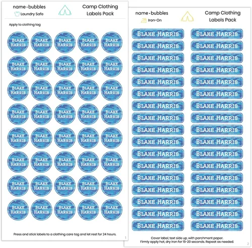 Vista 27 de Name Bubbles - Etiquetas de nombre personalizadas - Etiquetas personalizadas para guardería, escuela y campamento (74), planchables y adhesivas