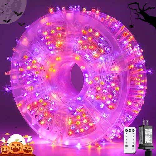 Vista 44 de JMEXSUSS 200 luces LED de Pascua al aire libre e interior para decoraciones, 66 pies conectables pastel luces de Pascua cadena de alambre