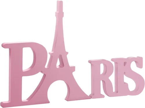 Vista 8 de Blulu Decoración de mesa de madera de la torre Eiffel, decoración de París para dormitorio, letras de letrero de la torre Eiffel para el hogar, sala