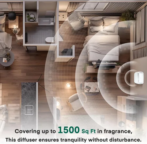 Vista 4 de Difusor inteligente sin agua, difusor de aroma con tecnología inteligente de aire frío, capacidad de 13.5 fl oz y cobertura de 1500 pies cuadrados