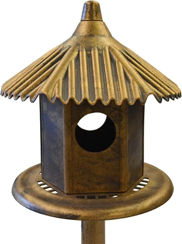 Vista 6 de Westcharm Classic Heights - Elegante casa para pájaros silvestres con techo abovedado y base de pedestal, acabado de bronce antiguo, casa de pájaros