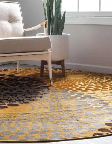 Vista 4 de Unique Loom Barista Collection - Alfombra de área Java (6 pies 1 pulgada, redonda, beige/negro)