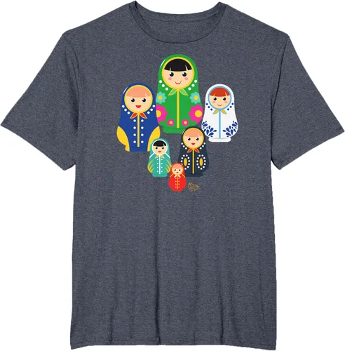 Vista 59 de Matryoshka Russian Nesting Dolls, Rusia - Camiseta de regalo, Azul / Patchwork, S