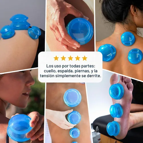 Vista 6 de Juego de ventosas de silicona Lure Essentials Edge, kit de ventosas para terapia de masaje, ventosas duraderas para uso profesional y doméstico Azul