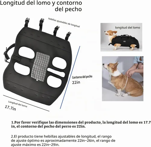 Vista 3 de Arnés de elevación para perros, soporte y rehabilitación con cabestrillo ajustable acolchado y transpirable Arnés de elevación para perros