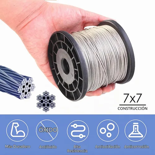 Vista 2 de Kit de tensor y herramienta de prensado de cuerda de alambre, cable de avión recubierto de vinilo de 100 pies