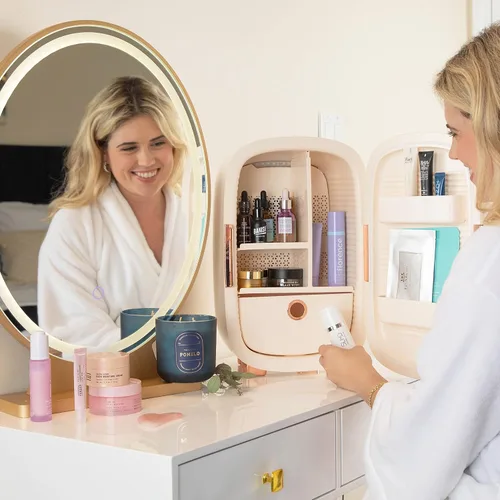 Vista 3 de Cooluli Beauty - Refrigerador para el cuidado de la piel de 12 litros, para maquillaje, cosméticos y productos de cuidado facial de la piel