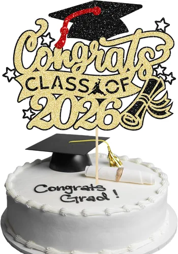 Vista 38 de Gyufise 1 paquete de decoración de pastel de graduación 2025 con purpurina de felicitaciones clase de 2025, decoración de pastel de diploma 2025