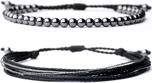 Vista 15 de Mezcla Vida Pulseras de cuentas de piedra natural para hombres y mujeres, unisex, ajustables, impermeables, juego de pulseras de cuerda para el día
