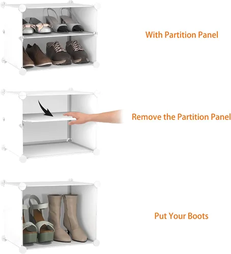 Vista 4 de HOMIDEC Zapatero de 4 niveles para almacenamiento de 16 pares de zapatos, estantes de plástico para zapatos, organizador para armario, pasillo