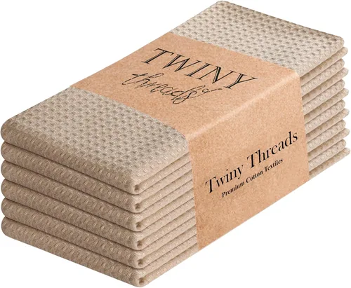 Vista 12 de TWINY threads Juego de toallas de cocina con diseño de diamante, 100% algodón, trapos grandes y trapos de lavado, absorbentes de secado rápido