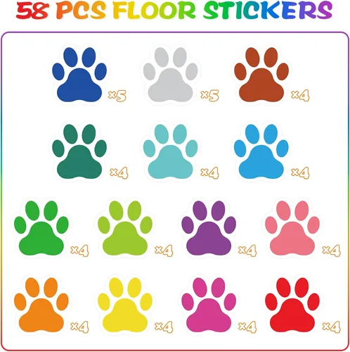 Vista 3 de 58 calcomanías de suelo para el aula, 5 pulgadas, puntos de línea de aula, marcadores de puntos de piso, calcomanías autoadhesivas, decoraciones
