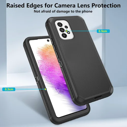 Vista 3 de Asuwish Funda de teléfono para Samsung Galaxy A73 5G 2022 con protector de pantalla de vidrio templado y cubierta para celda, híbrida, resistente, a