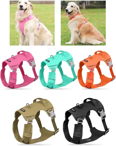 Vista 2 de Reflective Dog Harness Pet Chest Strap Large Dog Vest Harness for Outdoor Activity Walking Training with Adjustable Belt
