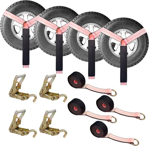 Vista 9 de Mega Cargo Control Correas de Amarre para Automóvil, Paquete de 4 Hebillas de Cola de Cadena de Trinquete G70, Estilo Lazo para Remolques