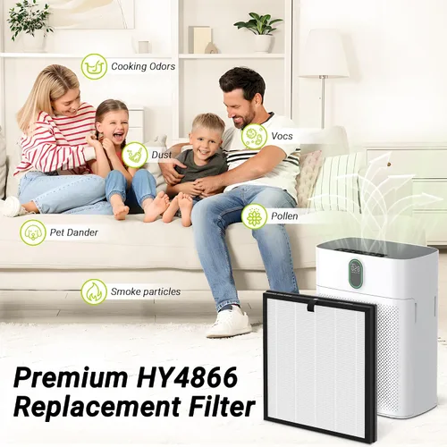 Vista 4 de HY4866 Filtro de repuesto de alta calidad compatible con Morento HY4866, HEAPETS P358, Westhey HY4866 y YIOU M1 purificador de filtro de aire, 2