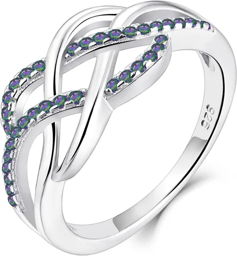 Vista 18 de YL Anillos de nudo celta de plata de ley 925, anillo de nudo torcido, piedra natal, joyería para mujer, talla 5 01-Granate-Enero