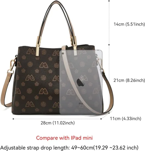Vista 2 de FOXLOVER Bolsos de mano de piel sintética para mujer, bolso cruzado con monograma, bolso de hombro con asa superior, bolso de mano de diseñador