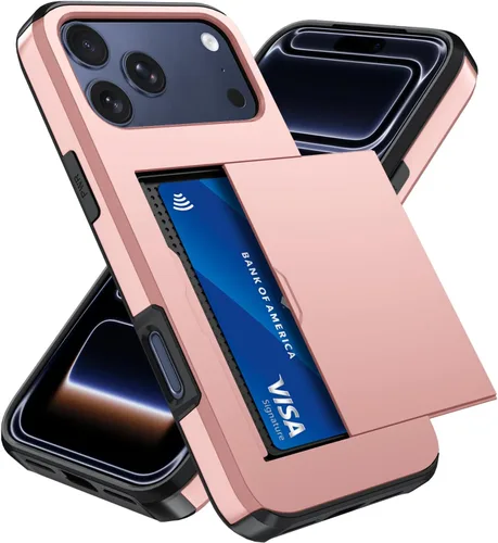 Vista 11 de Qinmay Funda compatible con iPhone 7 Plus/8 Plus con tarjetero, doble capa a prueba de golpes, funda protectora resistente con ranura oculta Negro
