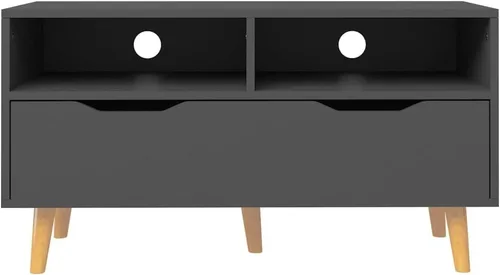 Vista 5 de Grey Engineered Wood TV Stand Media Console for Living Room, Modern Rectangular Cabinet with Ample Storage Space, 35.8x16.9x22.8 Inches Gris