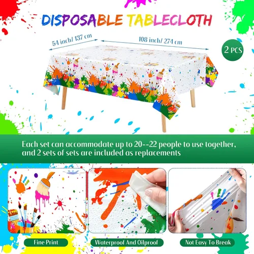 Vista 3 de 122 piezas de pintura artística para decoración de fiesta, suministros para sorbos y fiestas de arte, platos de pintura para artistas, servilletas