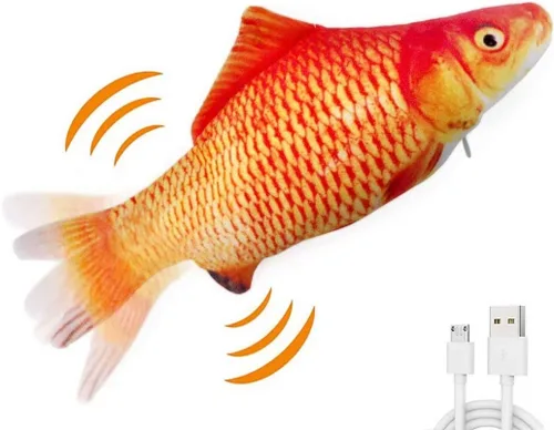 Vista 8 de QIAONIUNIU Juguetes de peluche interactivos de peces móviles eléctricos